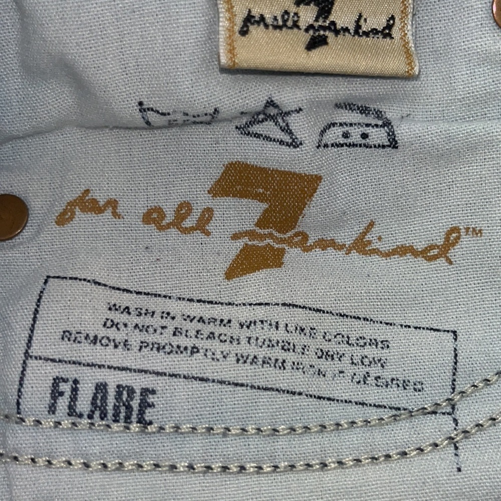 7 For All Mankind flare medium wash distressed denim blue jeans size 26 - Picture 7 of 10